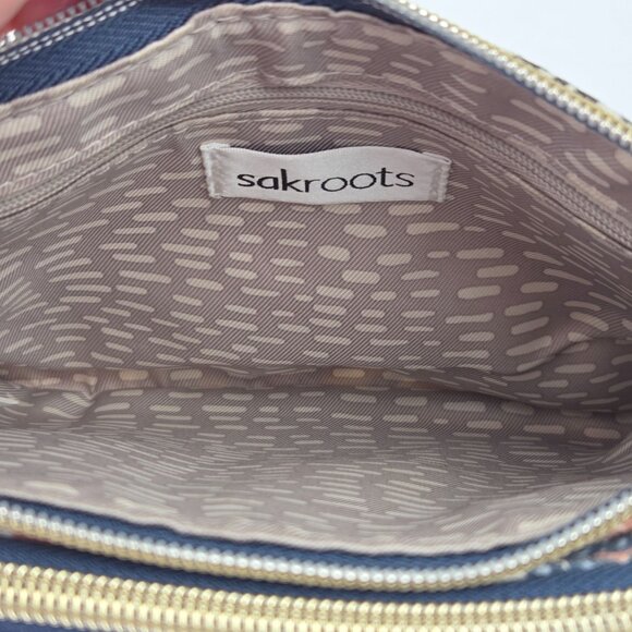 Sakroots Austen Double Gusset Crossbody Bag With Studded Denim Flap - Picture 10 of 15